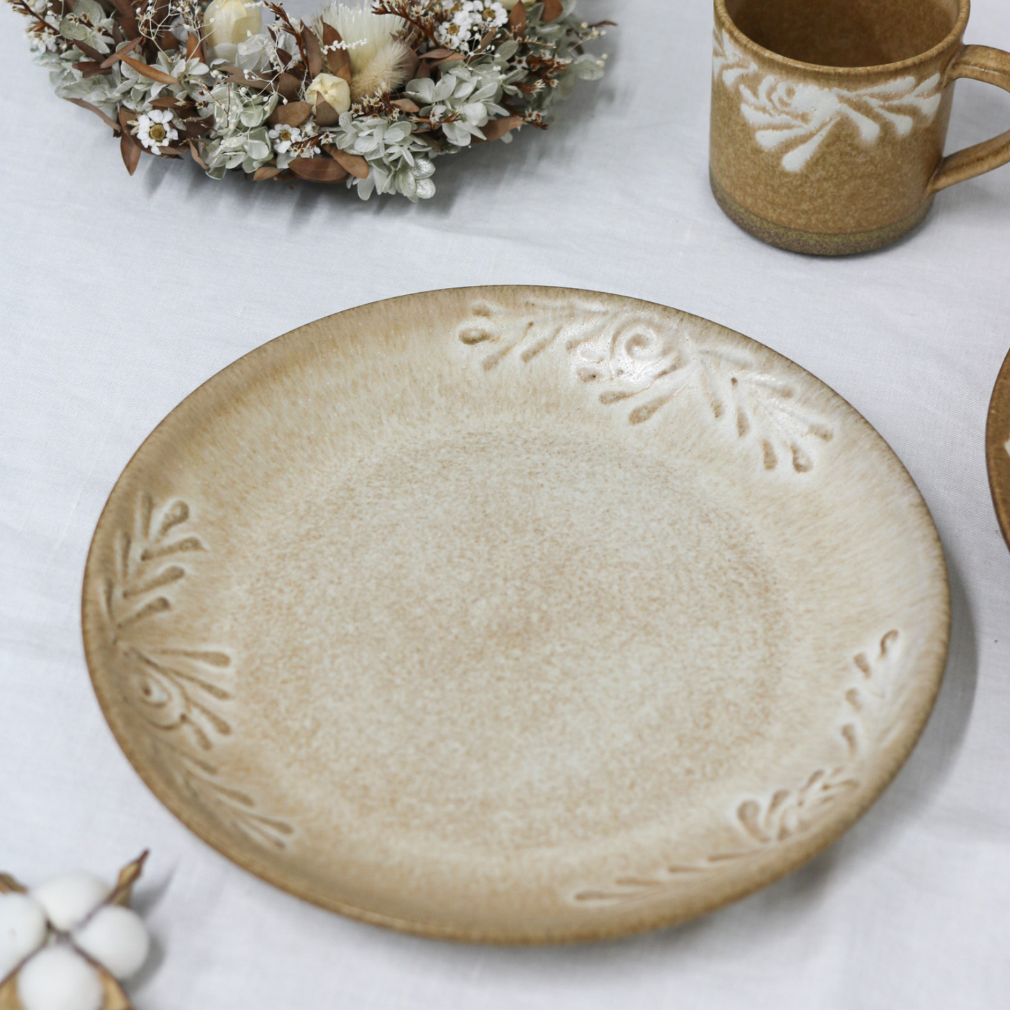 【アウトレット品(現品限り)79】美濃焼 茶ベージュ系3点セット