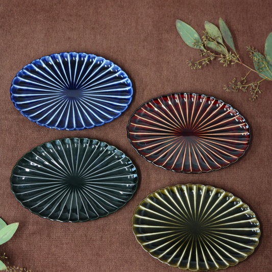 楕円焼物皿|ぎやまん陶|21㎝