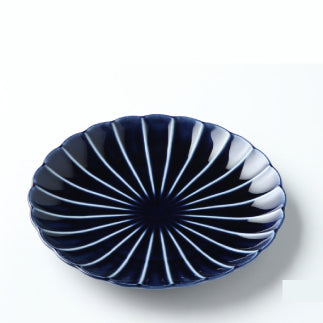 ぎやまん陶|7寸皿|茄子紺ブルー