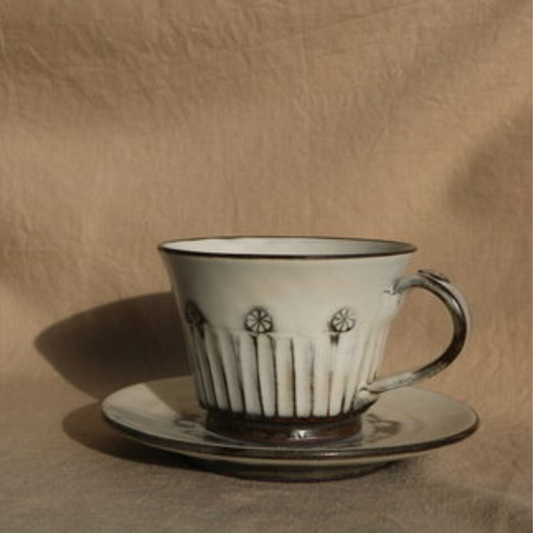 しのぎ三島コーヒーカップ&ソーサー