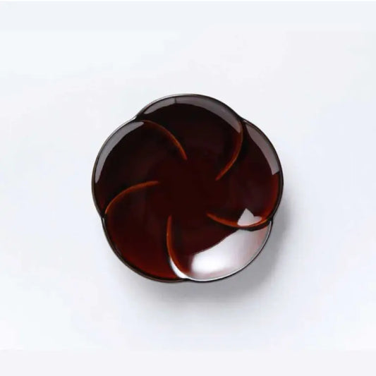 4寸梅皿|漆ブラウン|ぎやまん陶